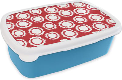 Broodtrommel Blauw - Lunchbox - Brooddoos - Stippen - Rood - Patroon - 18x12x6 cm - Kinderen - Jongen