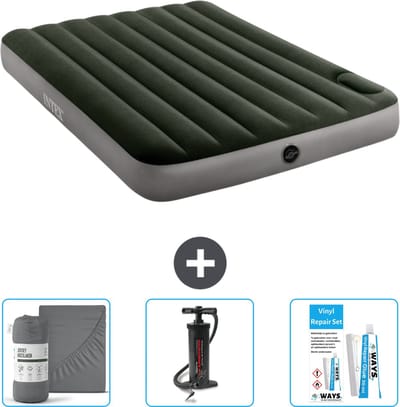 Intex Luchtbed - Twijfelaar - 137 x 191 x 25 cm - Groen - Inclusief Hoeslaken - Pomp en Reparatieset
