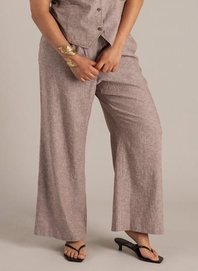 YEST CURVE Natascha Bottoms - Coffee Brown/Off Whi - maat X-0(44)