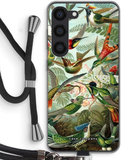 Case Company® - Hoesje met koord geschikt voor Samsung Galaxy S23 hoesje met Koord - Haeckel Trochilidae - Telefoonhoesje met Zwart Koord - Bescherming aan alle Kanten en Over de Schermrand