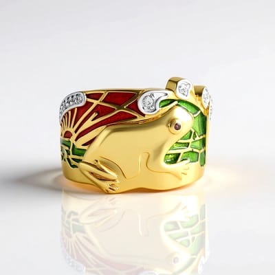Cavill - Zilveren ring verguld - 925 Sterling Zilver - 0 181 ct Cambodjaanse Zirkoon & Indiase Rhodoliet - Elegant vakmanschap, ronde zetting