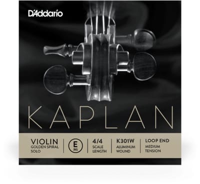 D'Addario K301W Kaplan Golden Spiral Solo Wound Loop End Violin Single E String, 4/4 Scale, Medium Tension - Losse E snaar viool