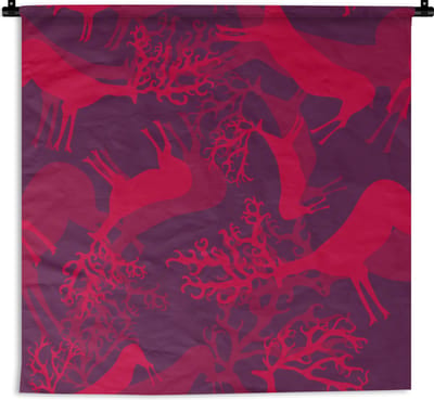 Wandkleed - Wanddoek - Hert - Patroon - Kleuren - 90x90 cm - Wandtapijt
