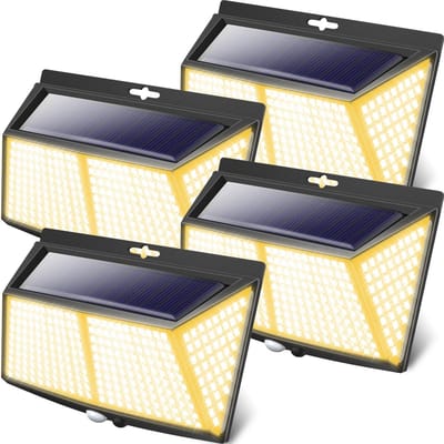 8 Stuks Zonne-energie Buitenlampen met Bewegingsmelder - Warmwit LED Verlichting voor Tuin en Patio