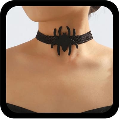 Gothic Spinnen Choker Ketting met Zwarte Netkant en Grote Stoffen Spin - Statement Sieraden voor Halloween Kostuum Accessoire voor Vrouwen