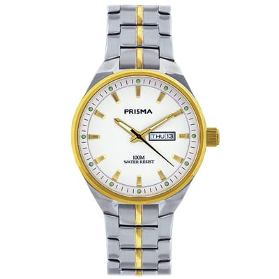 Prisma horloge P.2433 Century bicolor off-white dag/datum