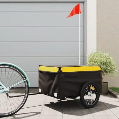 Fietsaanhanger - Fietskar Aanhanger - Vervoer Zware Goederen - Robuust IJzeren Frame - 45 kg Draagvermogen - Zwart Geel