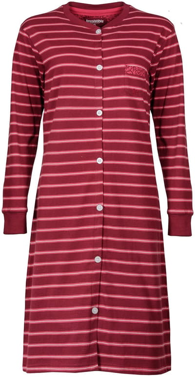 Irresistible Dames Nachthemd - Doorknoop - Katoen - Rood - Maat XL
