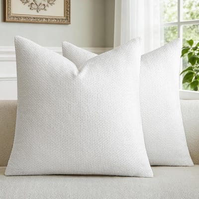 Decoratieve Kussenhoezen - Sierkussens Bank - Interieur Verfraaien - Dubbelzijdig Chenille - 45 x 45 cm - Wit