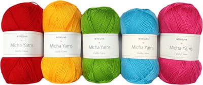 Bollen Bundel - 80% katoen 20% acryl breiwol - 5 bollen haakgaren – 5 x 100gram - Technicolor (003) – Cuddly Cotton - Micha Yarns