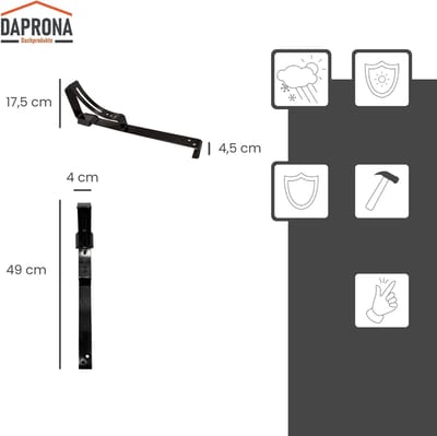 Looproostersteun Dak - Daksteun Loopbrug - Veilig Daken Werk - Gegalvaniseerd Staal - 49cm Lengte - Zwart