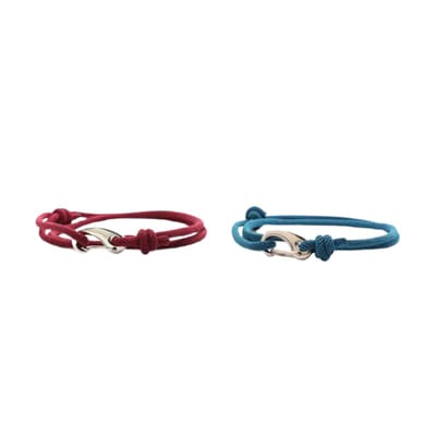 Livano Armband - Staal - Nep Zilver - Heren - Bordeauxrood + Blauw