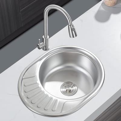 Keuken spoelbak - Spoelunit RVS - Keukenwerk - Met aflegplateau - 57 x 45 cm - Zilverkleurig