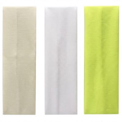 Set van 3 brede elastische haarbanden – beige, wit en limegroen – zachte rekbare hoofdbanden voor dames