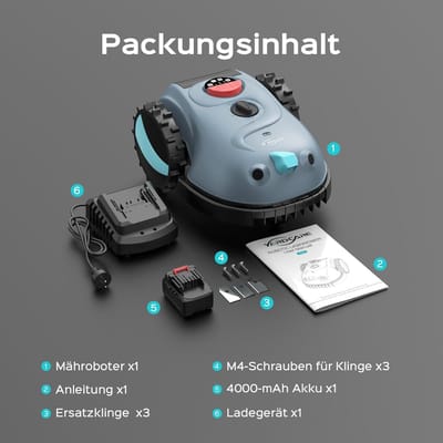 Draadloze Robotgrasmaaier met Camera & AI Navigatie – Zonder Begrenzingskabel – Obstakeldetectie 150+ Objecten – 20–60 mm Maaihoogte – 4.0Ah Accu – Automatisch & Regenbestendig