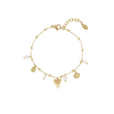Lucky Love Armband | RVS Goud | Moederdag | Cadeau voor Haar | Hartjes