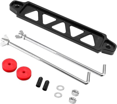 Vastbinden Mount Bracket voor Auto Batterij - Geanodiseerd Aluminium - Batterij Houder Lashing Beugel - Auto Accessoires (Zwart)