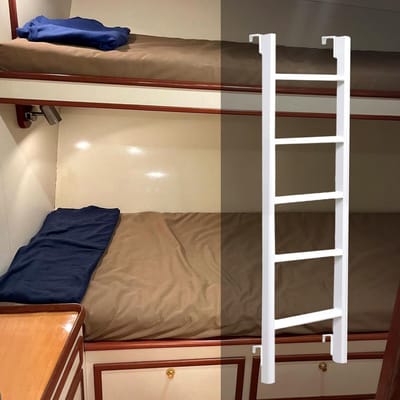Stapelbedladder - Klimladder Camper - Veilig Slapen - Verstelbare Haken - 140 cm - Wit