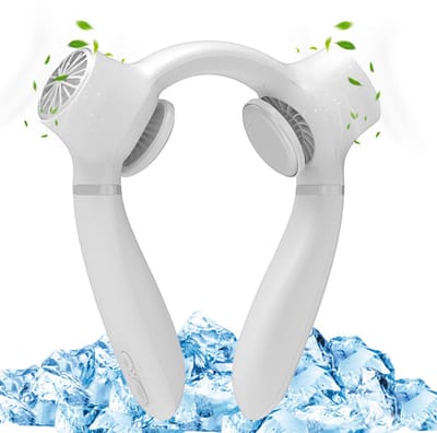Draagbare nek-airco / nekventilator met koelfunctie (4000 mAh, oplaadbaar, handsfree) – lichtgewicht koeling met koelchip voor dames en heren; ideaal voor kamperen, picknicks en reizen