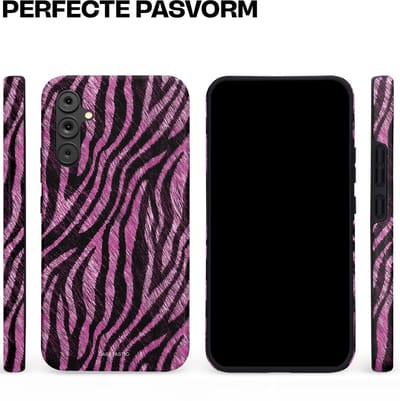 Casetastic hoesje geschikt voor Samsung Galaxy A34 (2023) 5G - Dubbellaagse bescherming - Roze Paarse Zebraprint - Fashion Case - Zwart Lila