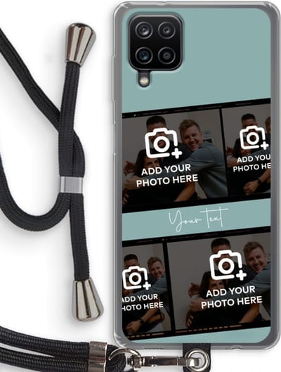 Gepersonaliseerd - Case Company® - Hoesje met koord geschikt voor Samsung Galaxy A12 hoesje met Koord - Filmrol N°2 - Telefoonhoesje met Zwart Koord - Bescherming aan alle Kanten en Over de Schermrand