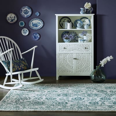 Flycarpets Yasmin Vintage Laagpolig - 100% Wol - Vloerkleed - Blauw - 160x230 cm