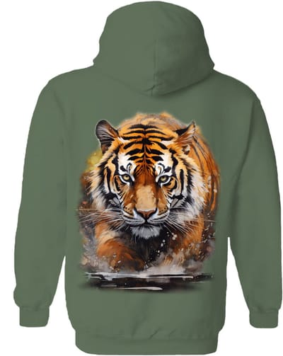 Tijger Watercolor Running Tiger The Coloured House Hoodie M
