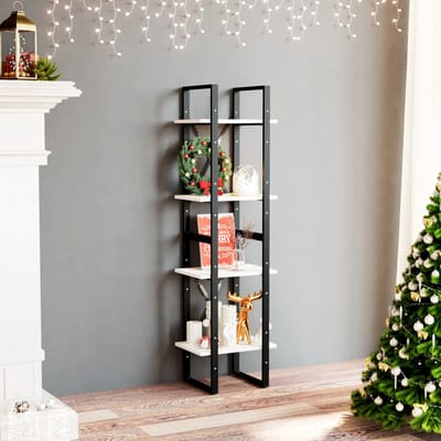 vidaXL - Boekenkast - met - 4 - schappen - 40x30x140 - cm - massief - grenenhout - wit