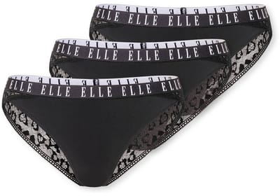 Elle 3-Pack Kanten brazilian slips dames - Lace - Zwart / S