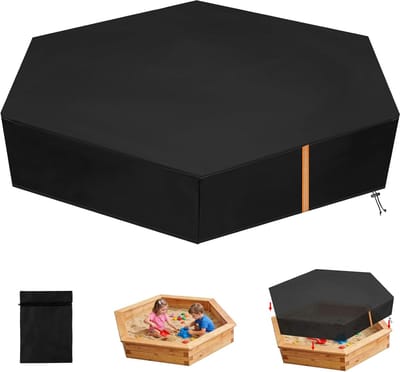 SnelShoppen - Waterdichte Sandpit Tarpaulin Cover Hexagonaal Sandbak Dekzeil met Opbergzak, Reflecterende Strepen, Oxford Stof voor Tuin, Speelplaats,