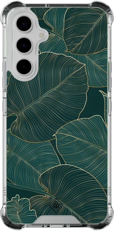 Casimoda® hoesje - Geschikt voor Samsung Galaxy A54 - Monstera Leaves - Shockproof case - Extra sterk - TPU/polycarbonaat - Groen, Transparant