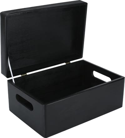 Creative Deco Grote Houten Doos Opbergdoos Zwart | 30 x 20 x 14 cm | met Deksel | Documenten, Kostbaarheden, Speelgoed en Gereedschap