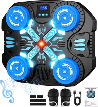Slimme muziekboksmachine voor kinderen met handschoenen, Bluetooth, 3 interactieve speelmodi, wandmontage, LED-puntendisplay, speelgoed voor kinderen van 3 tot 12 jaar, cadeau voor jongens