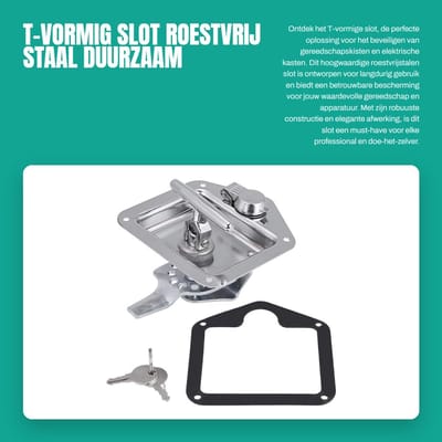 Dailygoods - T-vormig slot - Roestvrij staal - Duurzaam en sterk - Geschikt voor gereedschapskisten - Veilig en betrouwbaar - Ideaal voor elektrische...