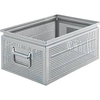 Schäfer Shop Select stapelbak, geperforeerd, met valgrepen, 26,5 l, 150 kg, L 449 x B 308 x H 201 mm, plaatstaal, verzinkt