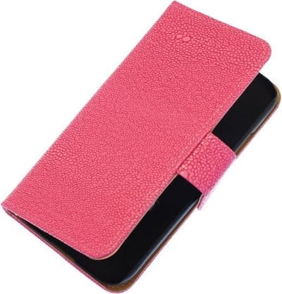 Roze Ribbel booktype wallet cover hoesje voor Nokia Lumia 525