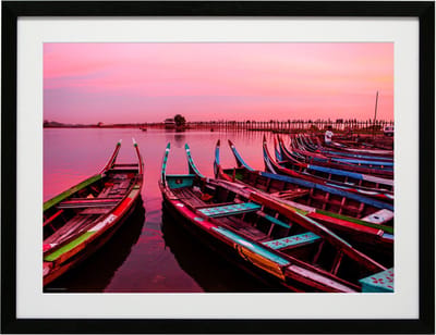 Deknudt Frames Poster in lijst - haven in rode avondzon - 60x80 cm