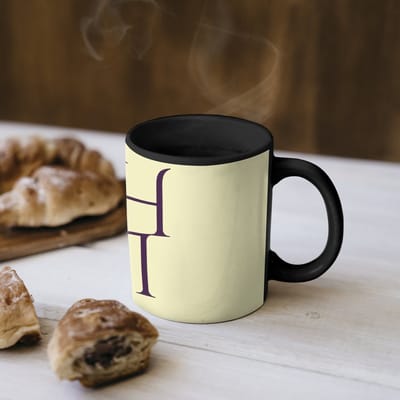 Magische Mok - Foto op Warmte Mokken - Koffiemok - Oh hi - Geel - Monogram - Magic Mok - Beker - 350 ML - Theemok - Mok met Tekst