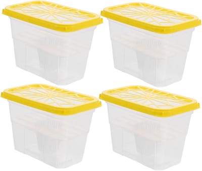 Vochtabsorber Box - Lege Houder - Vocht Bestrijden - Herbruikbaar Ontwerp - 4 Stuks - Geel