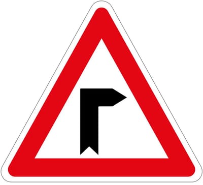 Haakse bocht rechts sticker | 10 cm