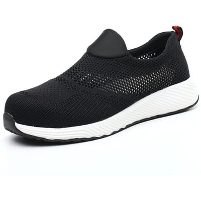 Tinggu Air Mesh Werkschoenen met Stalen Neus Ademend Werkschoenen Dames Heren Veiligheidsschoenen Lichtgewicht Puncture-Proof Veiligheidslaarzen 39 zwart