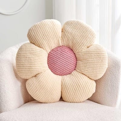 Bloemkussen - Sierkussen vloerkussen - Decoratie huis - Schattig madeliefje ontwerp - 378 cm - Wit