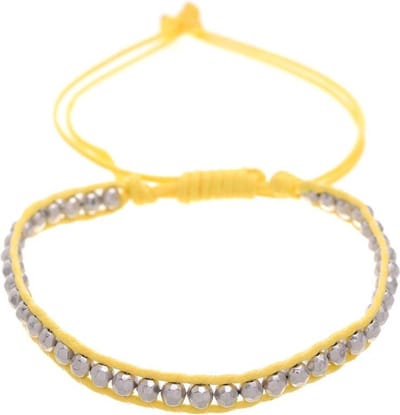 Behave - armbandje met kraaltjes - geel koord - vrolijke zomerstijl