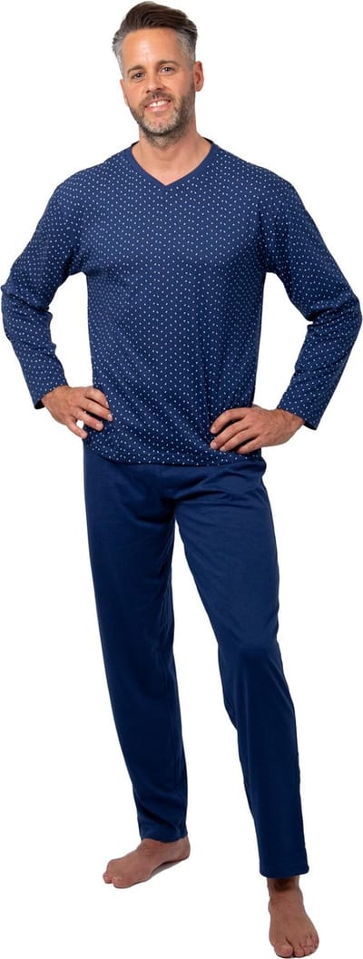 Amantes Pyjama Heren Royal blauw Allover print - V Hals - Maat M