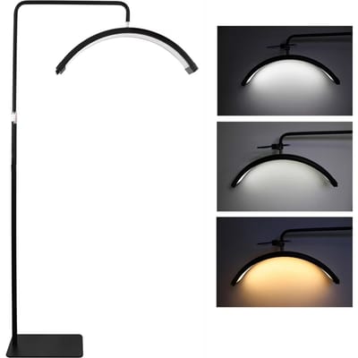 NONE OWJHE 36W LED-vloerlamp voor video, halvemaanvormig invullicht, 3000K-6000K dimbaar met zwart licht, 190cm metalen lampstatief Black