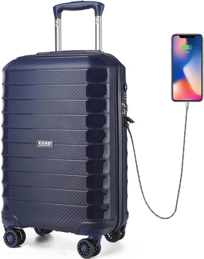 Lichtgewicht 55 cm Cabin Koffer met USB-oplaadpoort en TSA-slot - 20 inch