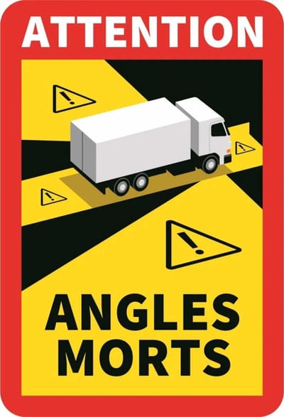 ProPlus Dodehoeksticker - Waarschuwing "Attention Angles Morts" - 17 x 25 cm - Verplicht in Frankrijk
