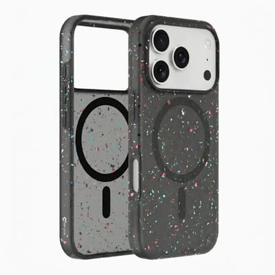 Coverzs Recycled Magsafe hoesje geschikt voor iPhone 17 Pro - Magsafe telefoonhoesje - Glitter hoesje - Schokbestending