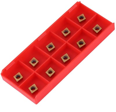 ZEYNOMAX- Bladsnijder 10 Stuks - CNC Hardmetalen Punten - Afmetingen 10 x 6 x 2,5 mm - Gewicht 20 g - Goudkleurig - Lemmetvorm C 80 Graden - Snijpunten
