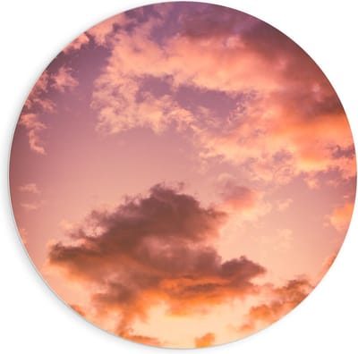 KuijsFotoprint - Schilderij - Pastelkleurige Lucht (verticaal) - Roze, Oranje En Paars - 90 X 90 Cm